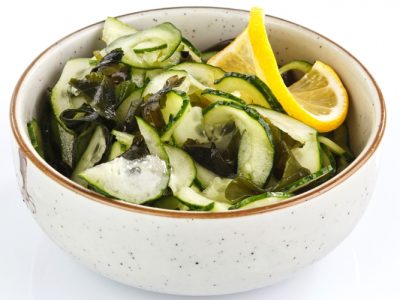 vegetable salad with cucumber and wakame